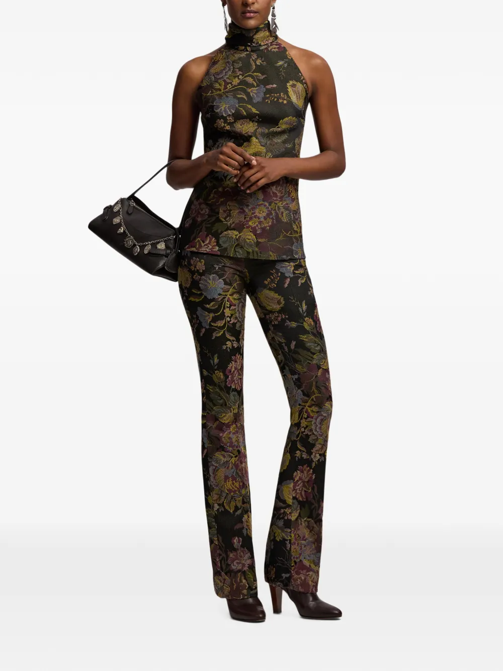 Ralph Lauren Collection Top van zijdemix met bloemenprint Bruin