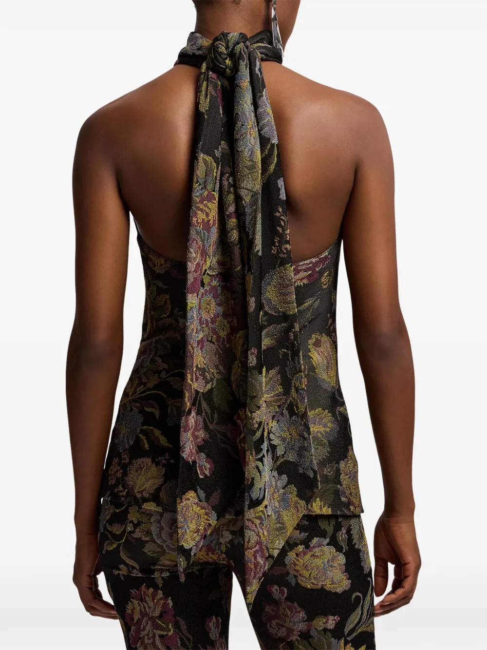 Ralph Lauren Collection Top van zijdemix met bloemenprint Bruin
