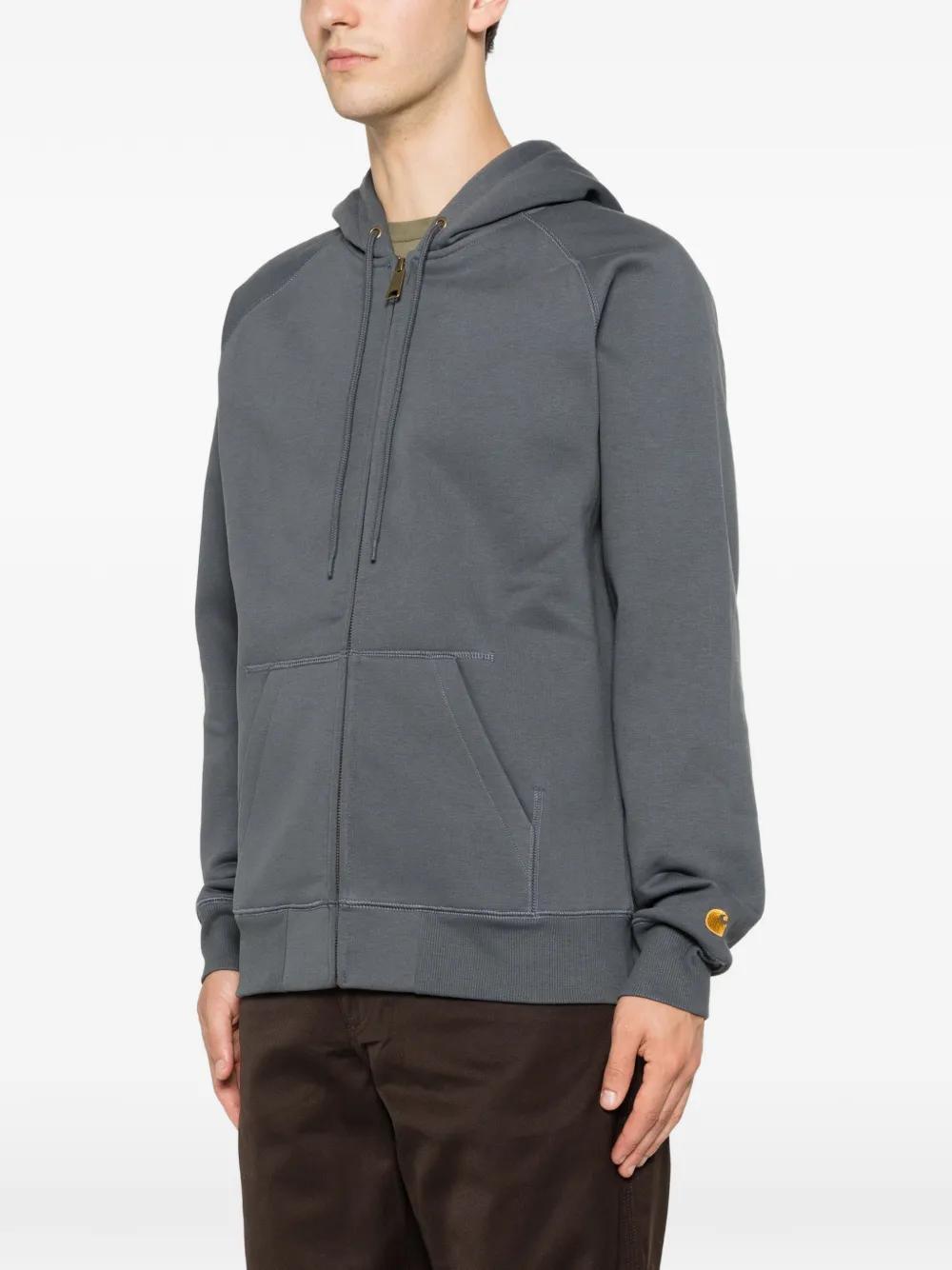 Carhartt WIP Chase hoodie met geborduurd logo en rits Grijs