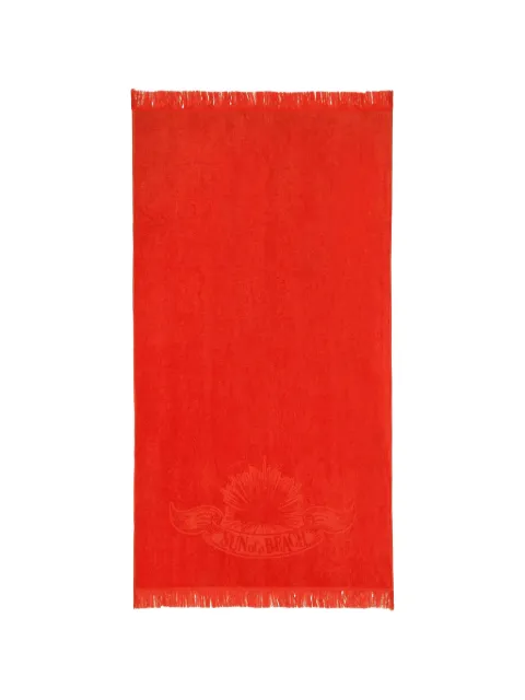 SUN of a BEACH fringe-trimmed logo beach towel