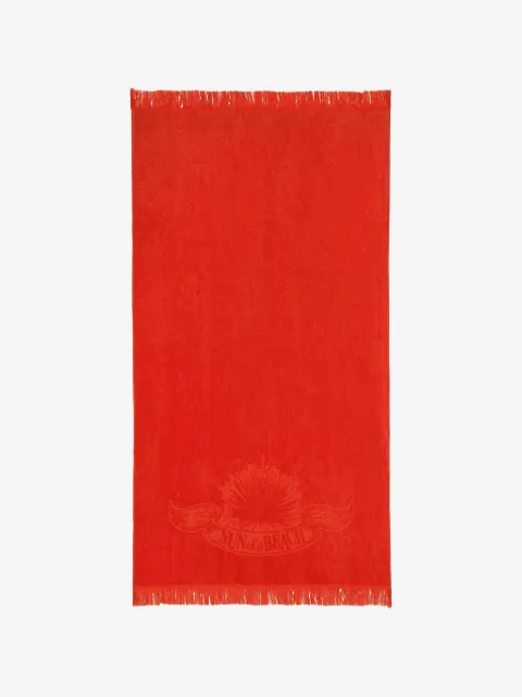 SUN of a BEACH fringe-trimmed logo beach towel