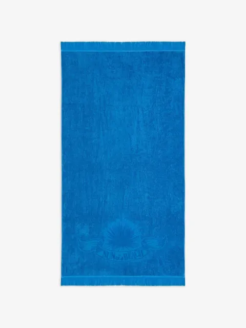 SUN of a BEACH fringed logo-embossed towel