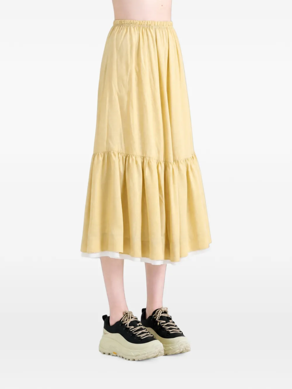 Paloma Wool Lamin ruffled tiered midi skirt - Giallo