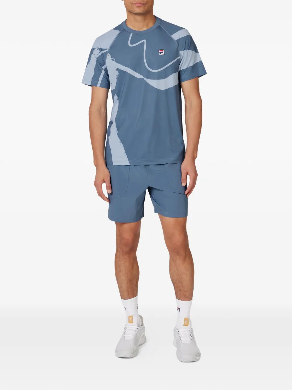 Fila T-shirt met raglan mouwen en abstracte print Blauw