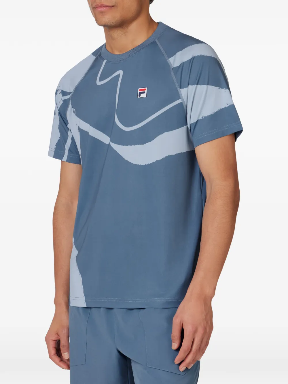 Fila T-shirt met raglan mouwen en abstracte print Blauw