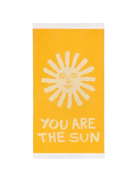 SUN of a BEACH sun-motif fringed beach towel