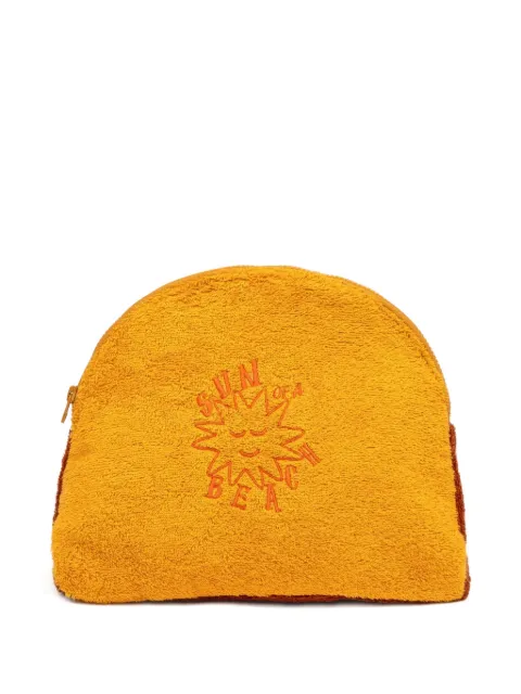 SUN of a BEACH Luna embroidered terry-cloth pouch