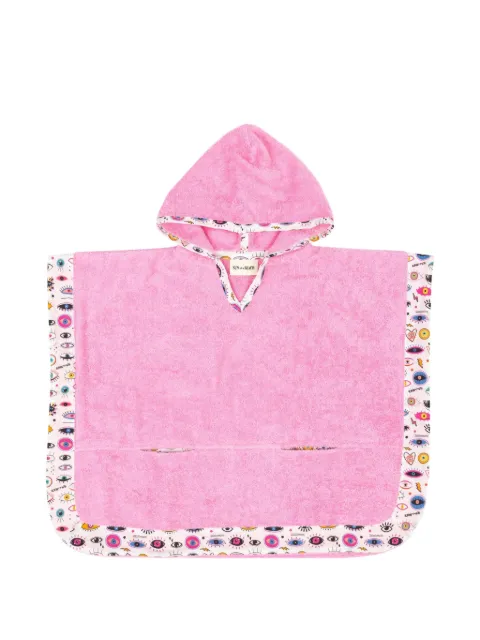 SUN of a BEACH eye-print trim hooded poncho