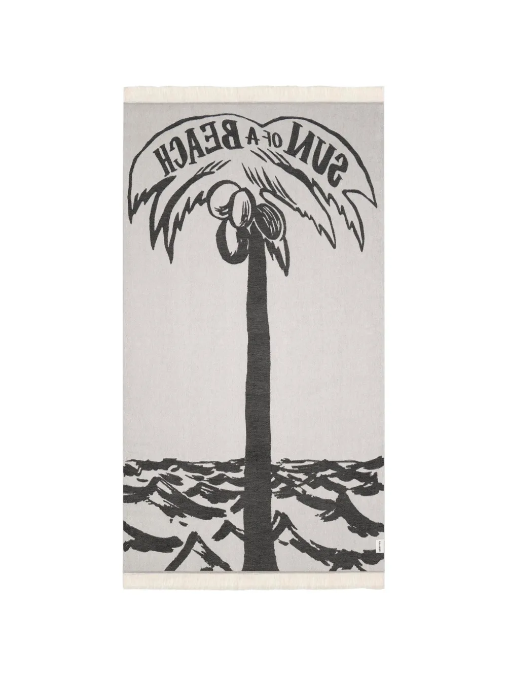 SUN of a BEACH palm-tree-print fringed beach towel - Weiß