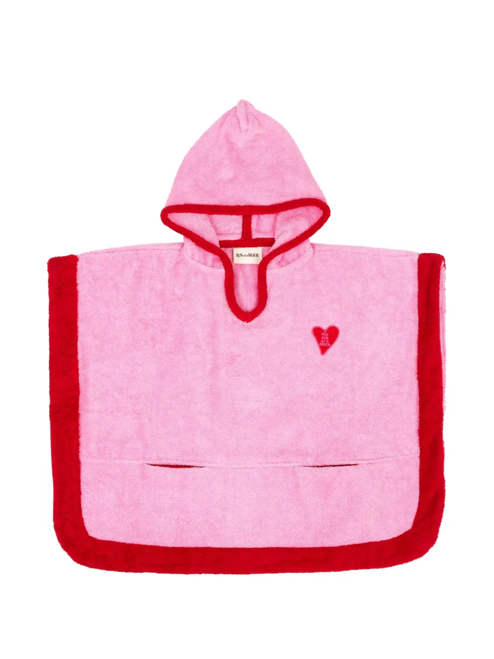 SUN of a BEACH heart-patch hooded poncho - Rosa