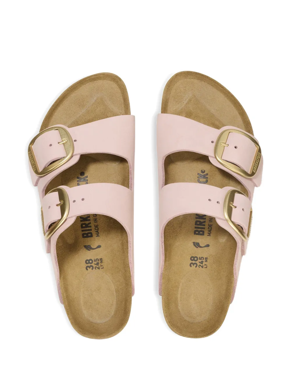 Birkenstock Arizona Big Buckle nubuck leather sandals Roze