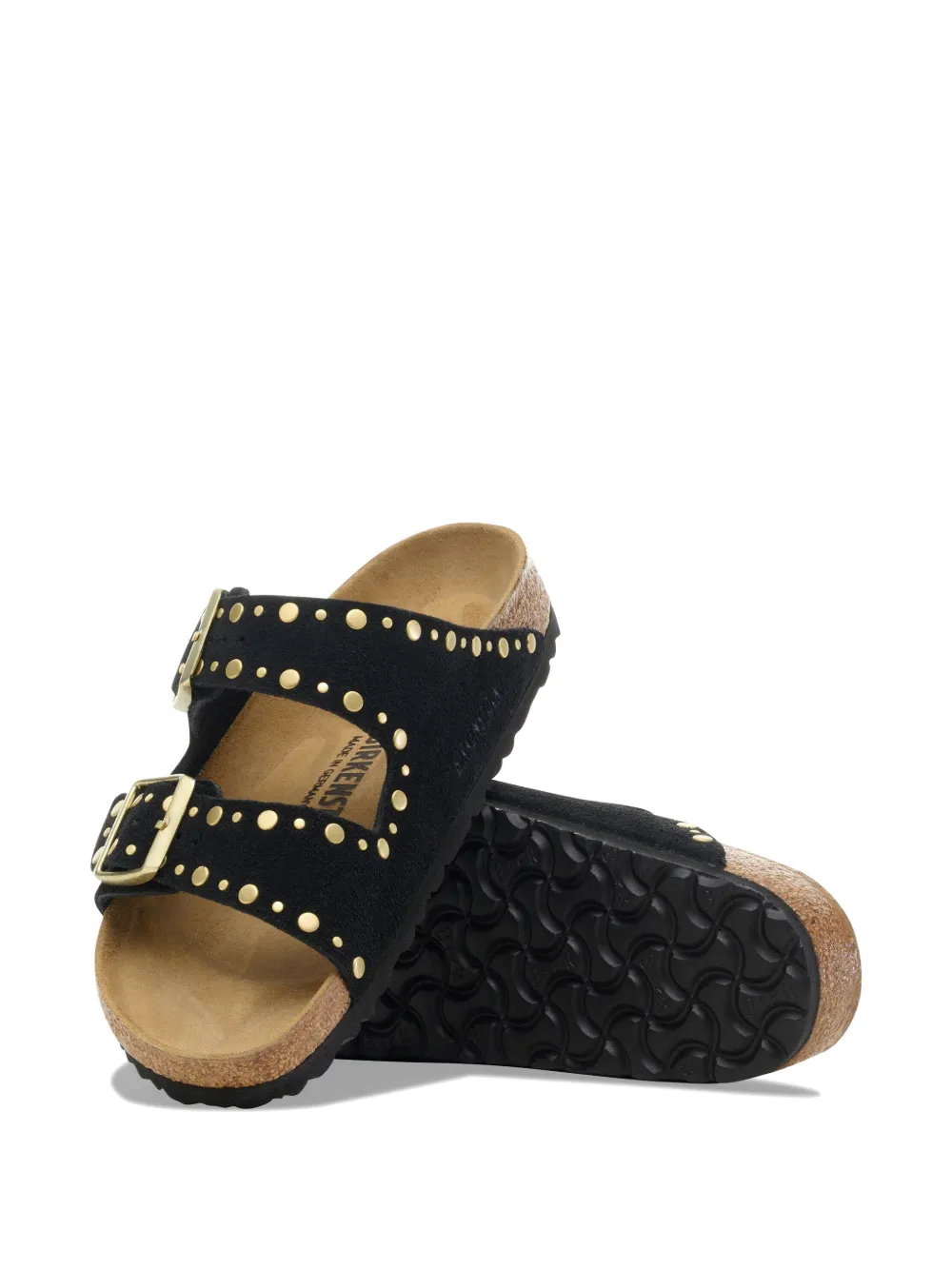 Birkenstock Arizona rivet-embellished suede sandals Zwart