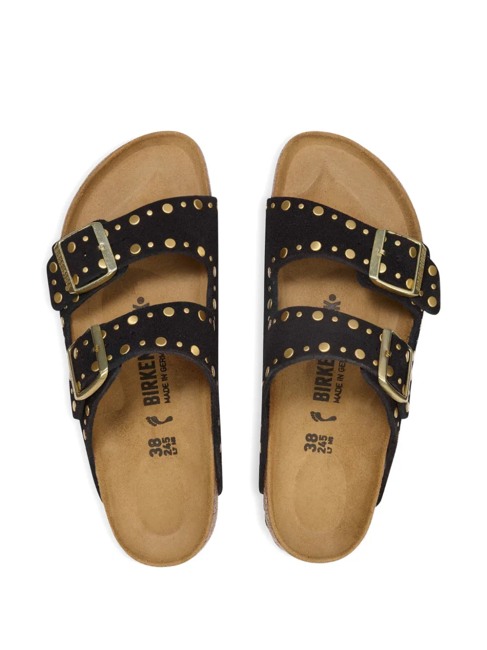 Birkenstock Arizona rivet-embellished suede sandals Zwart