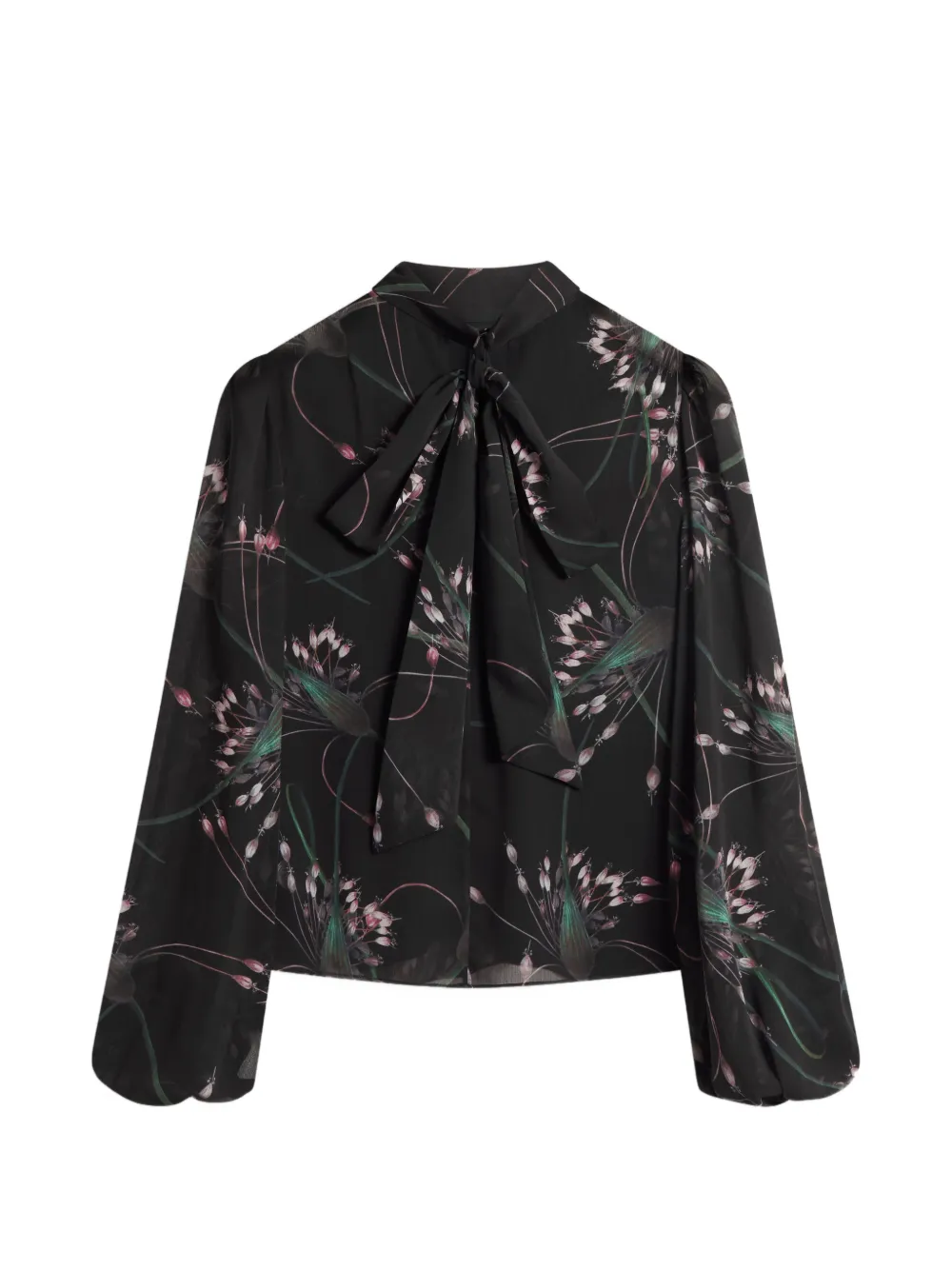 Ted Baker Alati floral-print tie-neck blouse - Nero
