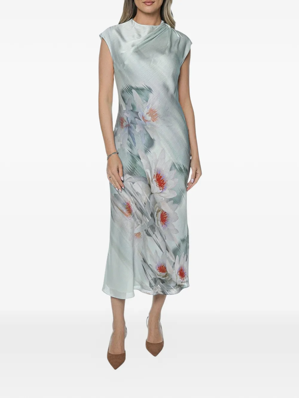 Ted Baker Shayyla graphic-print midi dress - Verde