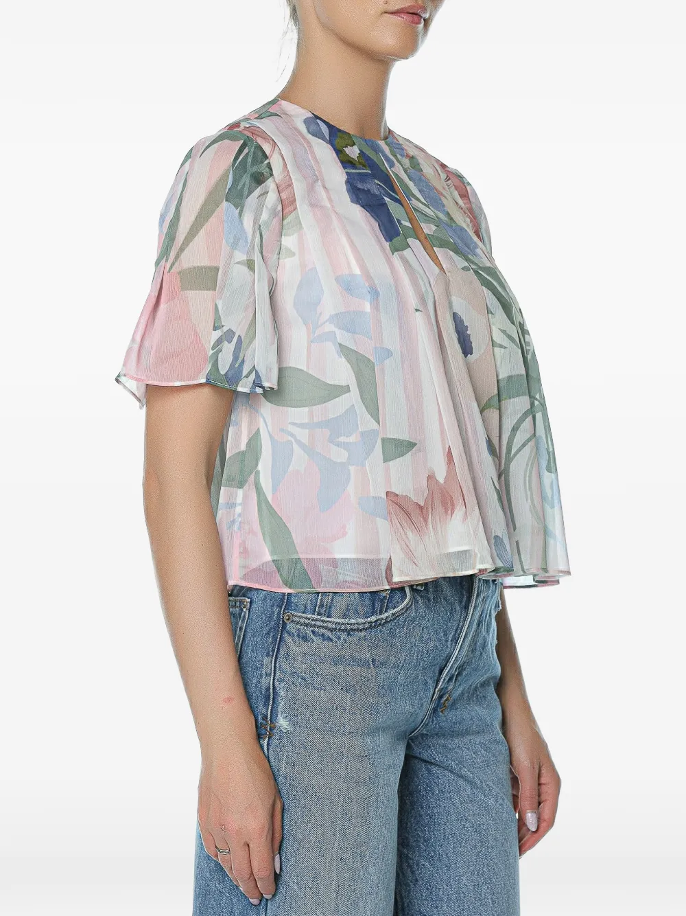 Ted Baker pleated floral-print top Roze