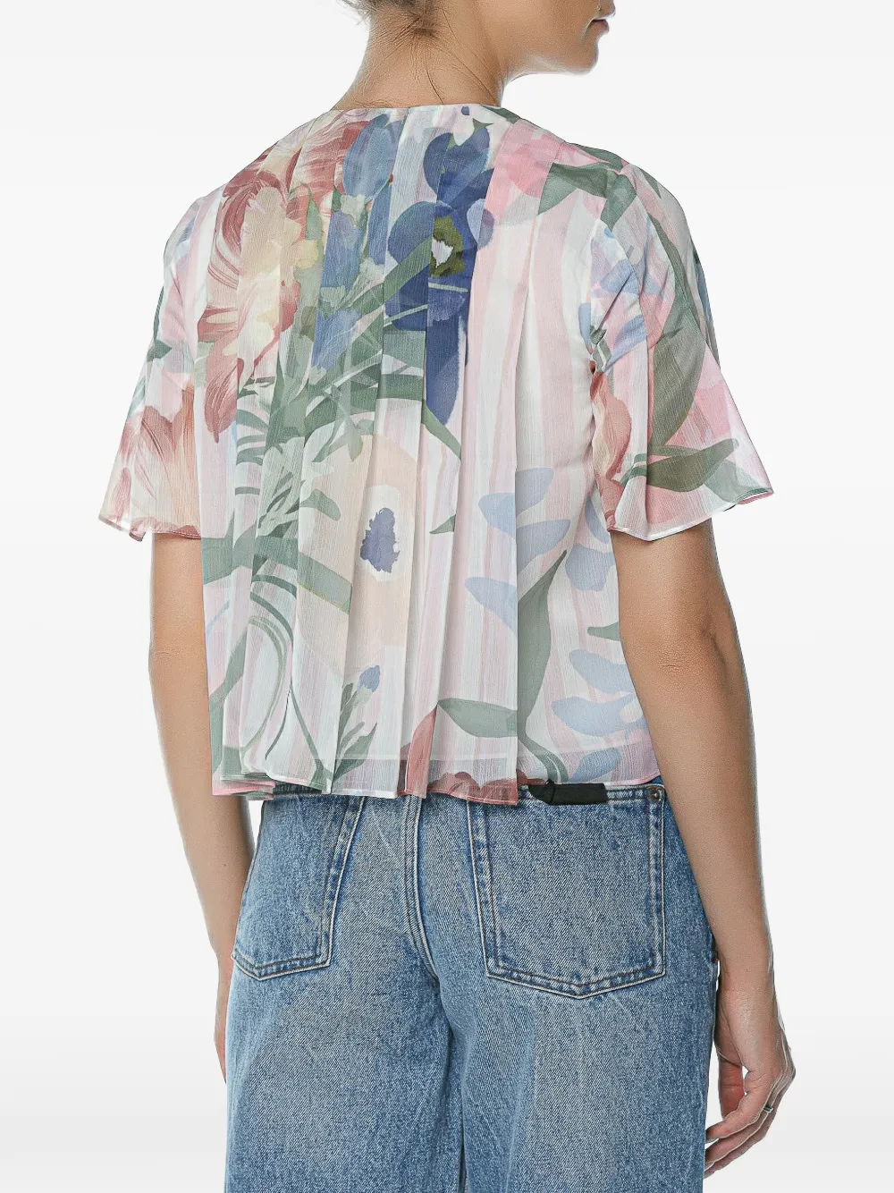 Ted Baker pleated floral-print top Roze