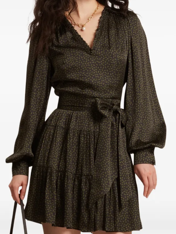 ted baker ruffle dress black Phoeba Printed Tiered Mini | where cozy meets chic asymmetric hem halter neck dress Pink Strapless A-Line Empire-Waist Size:Large 12