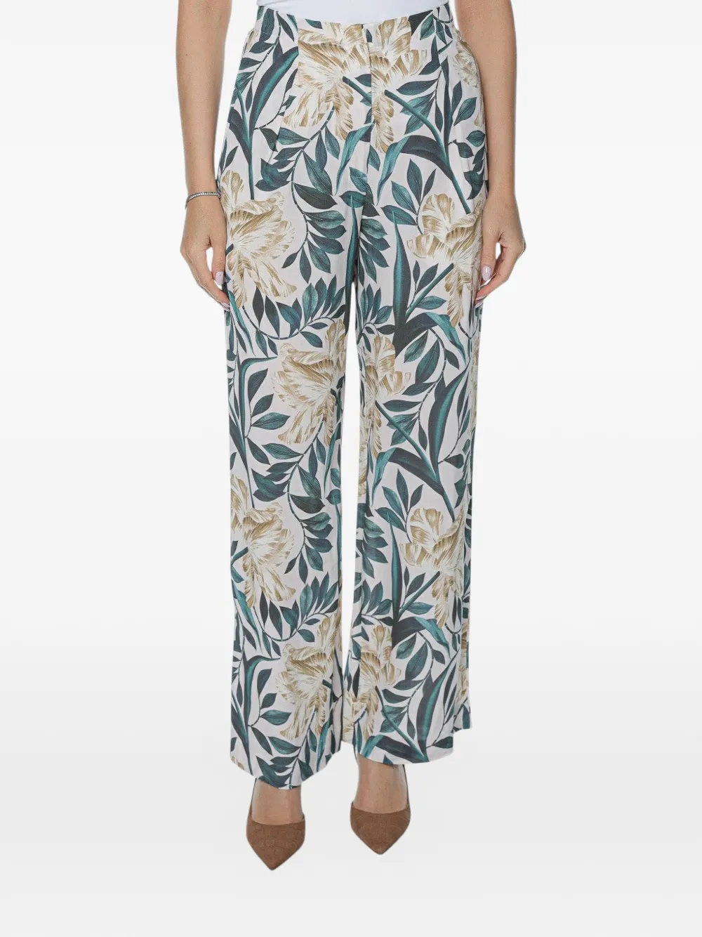Ted Baker Griesha floral-print straight-leg trousers - Bianco