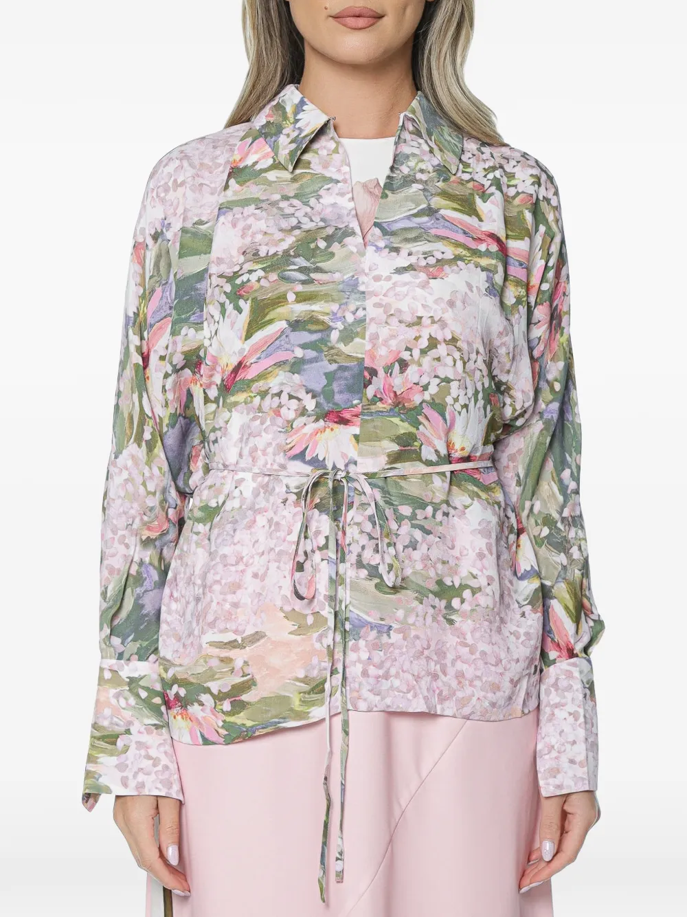 Ted Baker floral-print tie-waist blouse - Rosa