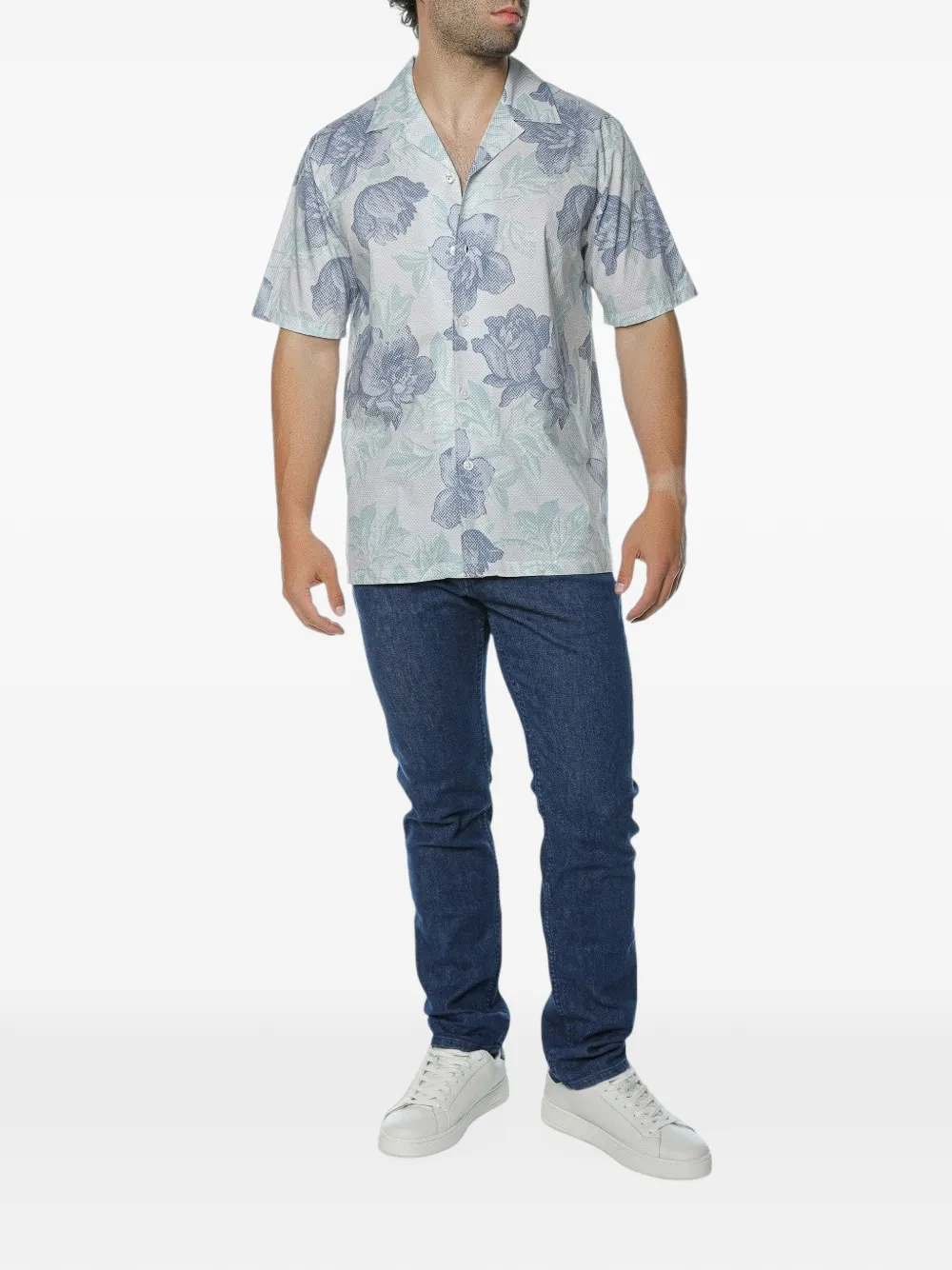 Ted Baker floral-print relaxed-fit shirt Blauw