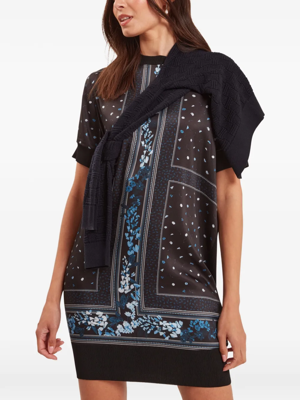 Ted Baker Azzala floral-print boxy dress - Nero