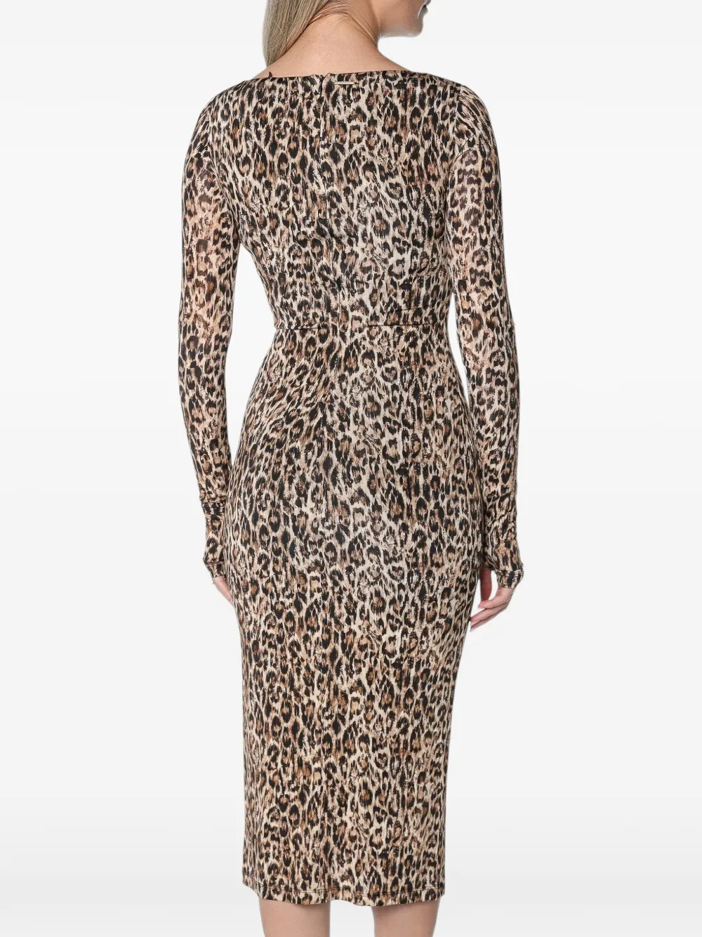 Just Cavalli leopard-print cutout-detail midi dress Beige