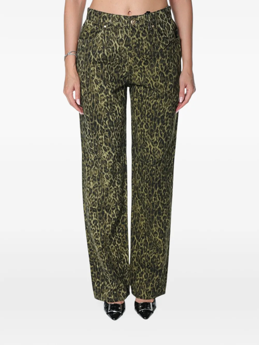 Just Cavalli leopard-print wide-leg trousers - Vert Just Cavalli leopard-print wide-leg trousers - Vert