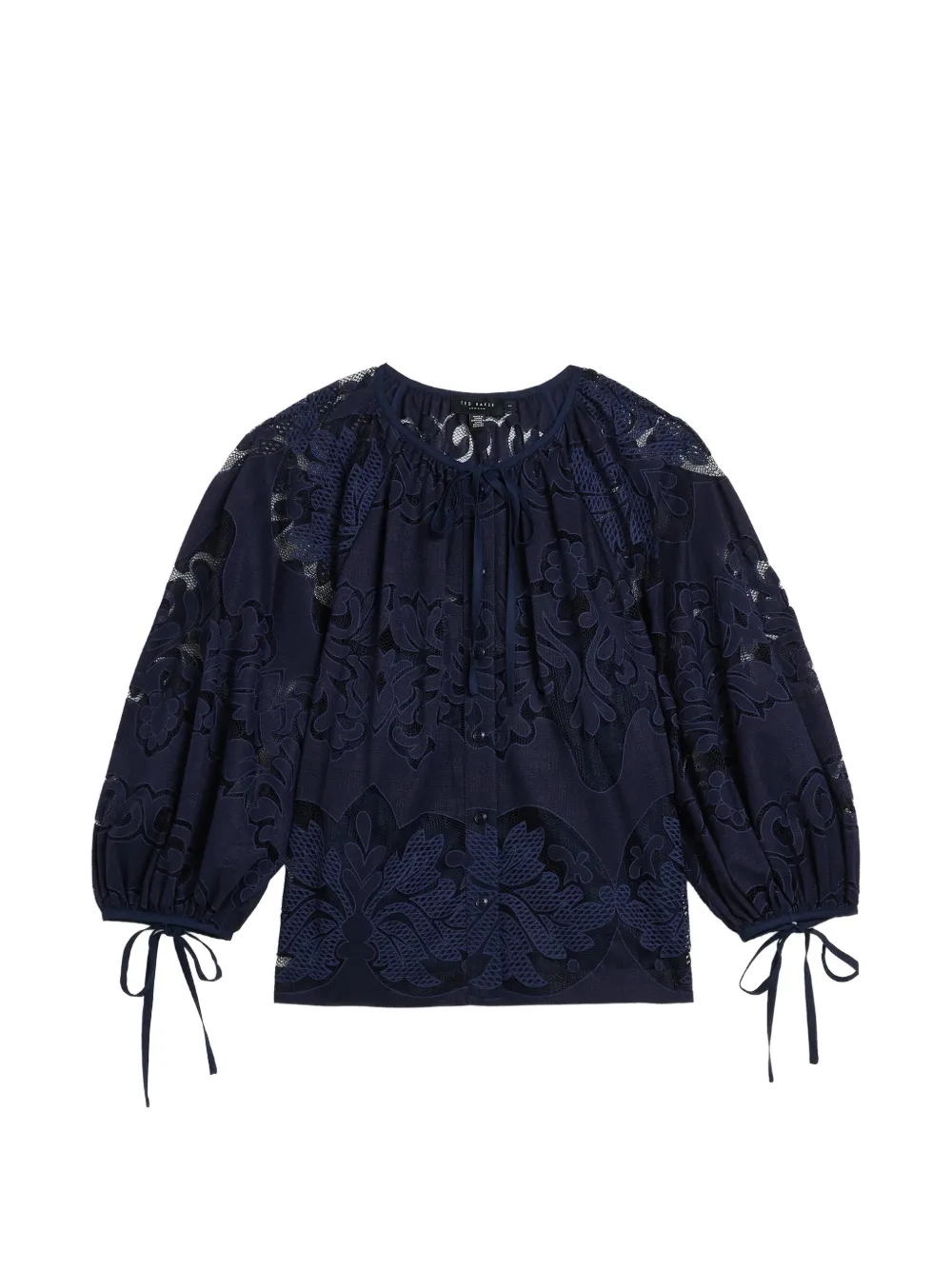 Ted Baker Bacina lace-embroidered puff-sleeve blouse - Blu