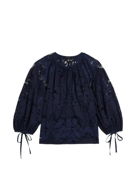 Ted Baker Bacina lace-embroidered puff-sleeve blouse