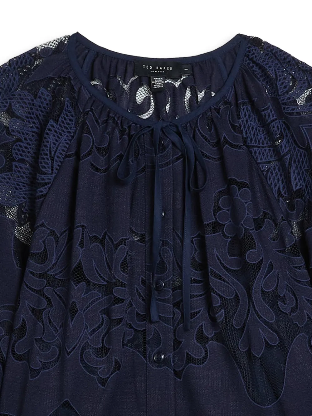 Ted Baker Bacina blouse met geborduurd kant en pofmouwen Blauw