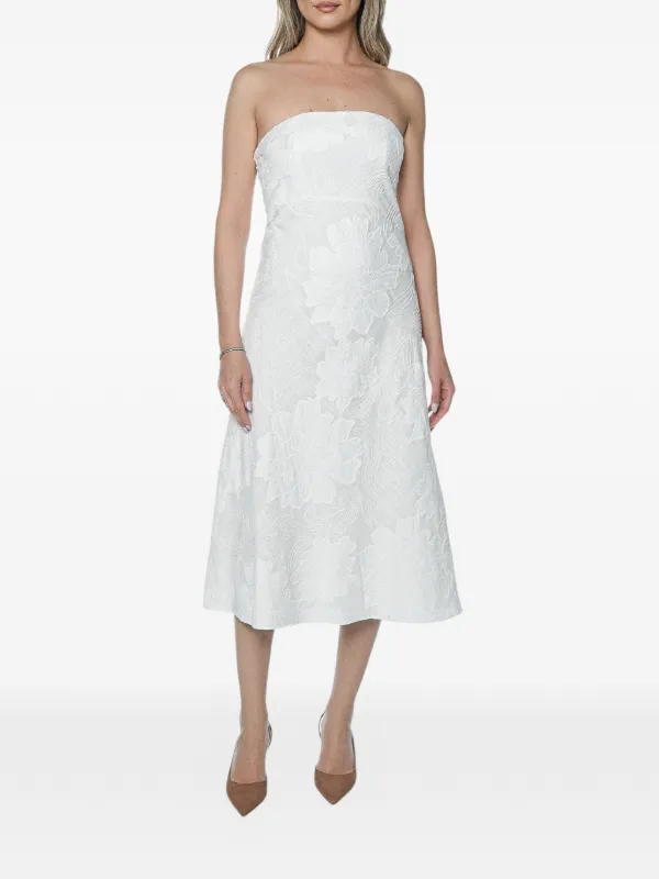 ted baker floral dress white Parker Beaded Embroidered Sleeveless Linen Blend In Cut to approximately 45 inches from shoulder to hem Ted Baker Sannii Strapless floral-jacquard