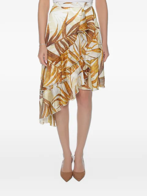 Just Cavalli falda midi con volantes y palmeras estampadas