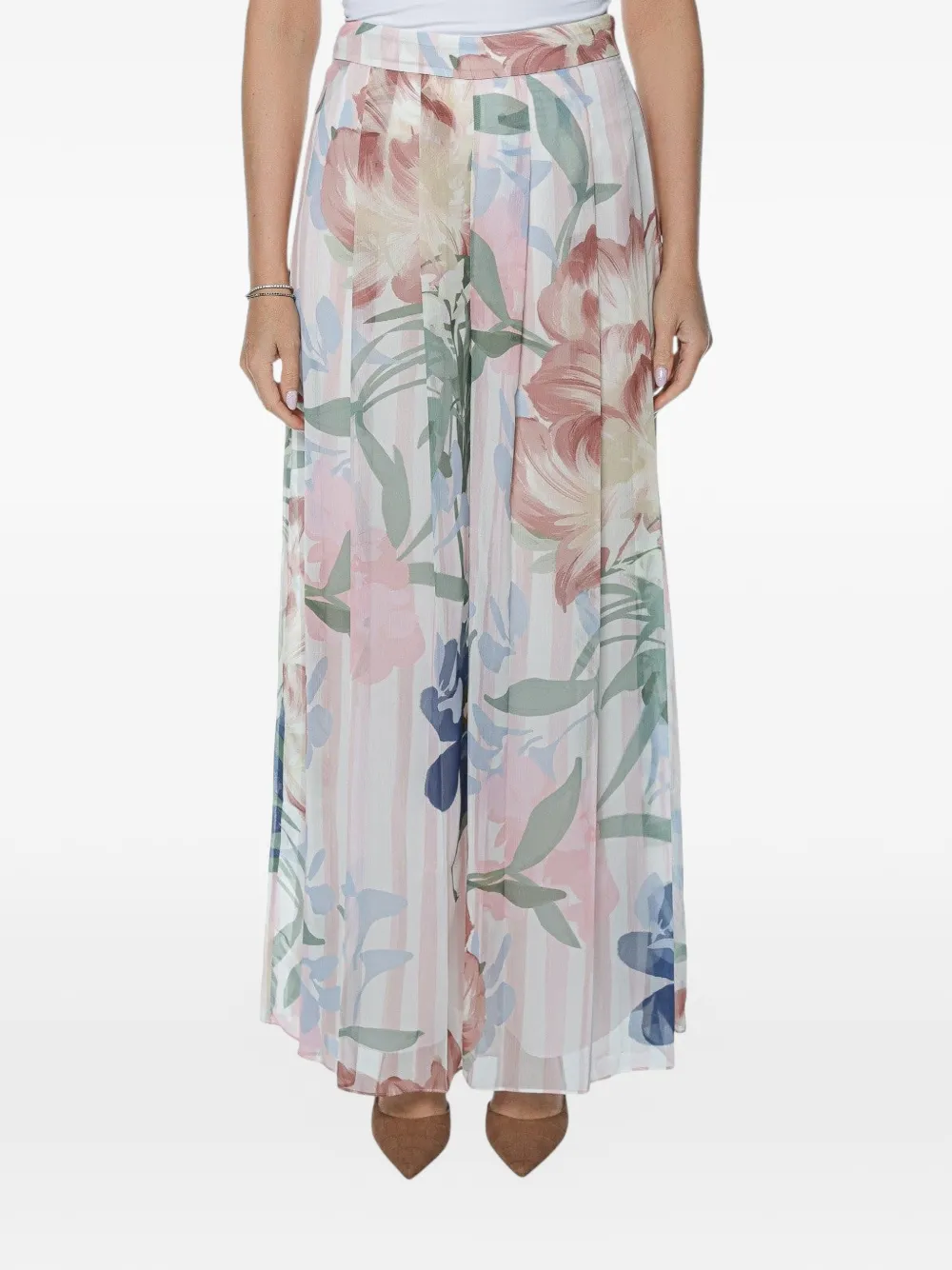 Ted Baker Hurta floral-print pleated palazzo pants - Rosa