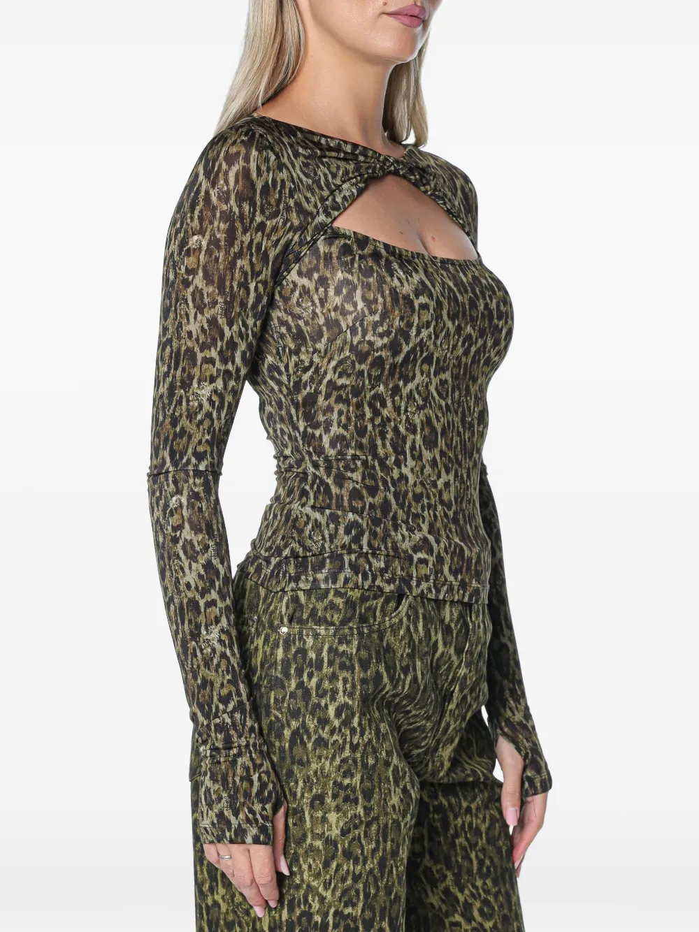 Just Cavalli leopard-print Torchon T-shirt Groen