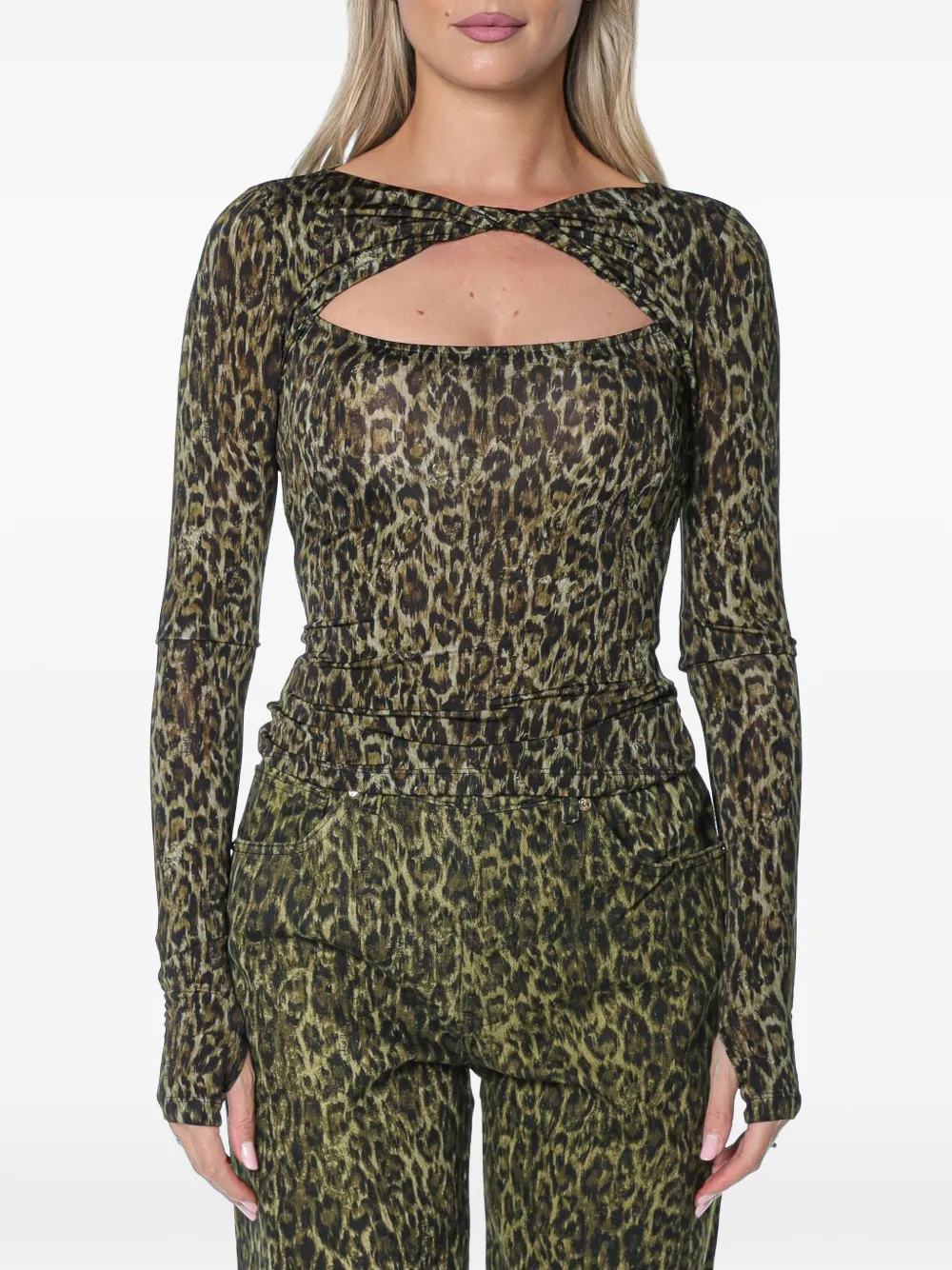 Just Cavalli leopard-print Torchon T-shirt Groen