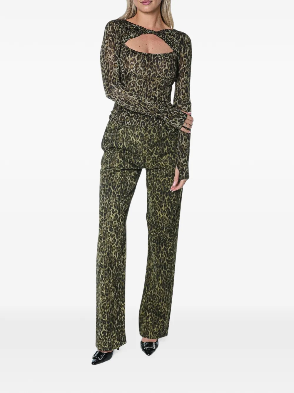 Just Cavalli leopard-print Torchon T-shirt Groen