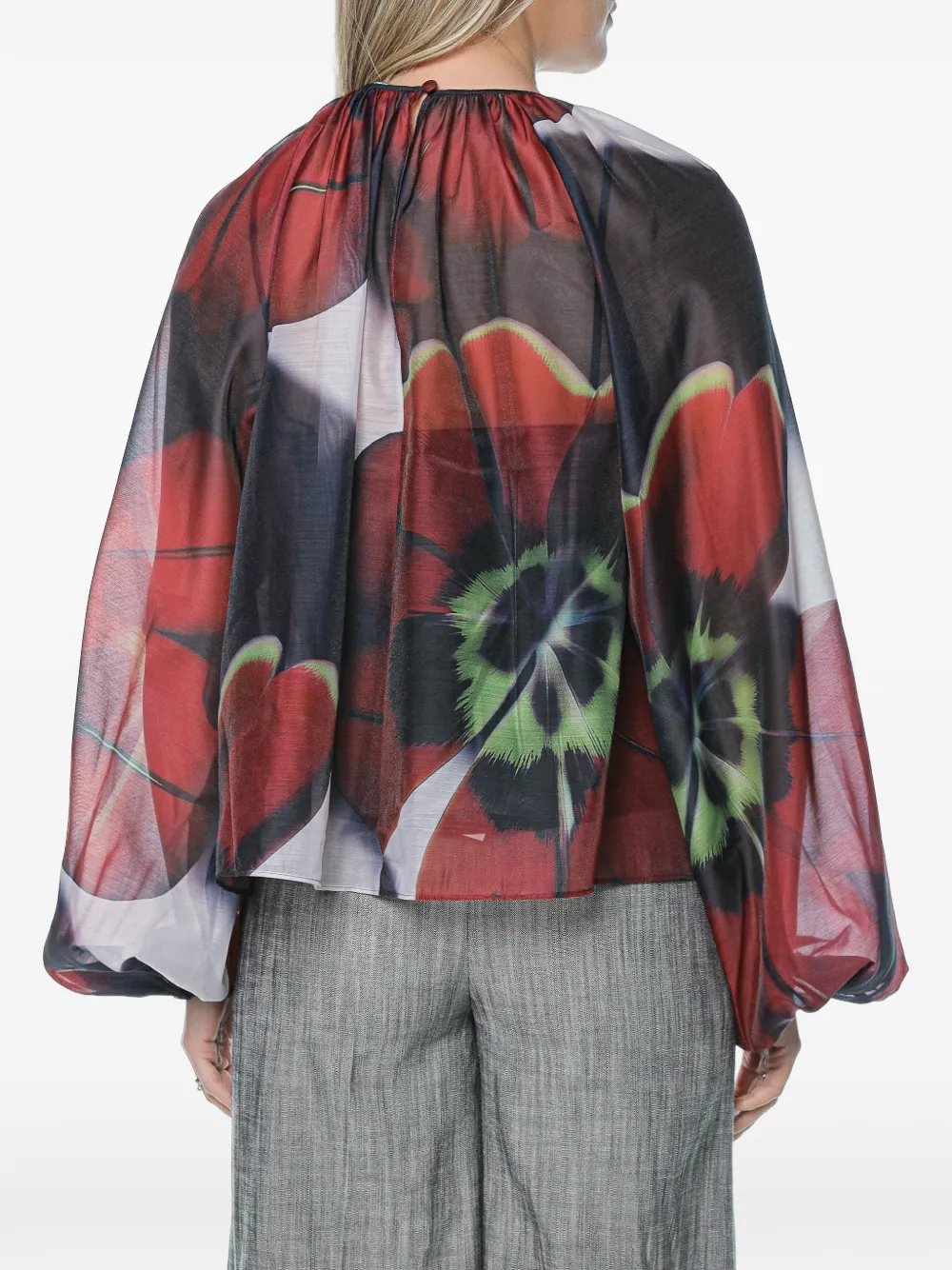 Ted Baker Elaia blouse met pofmouwen en bloemenprint Blauw