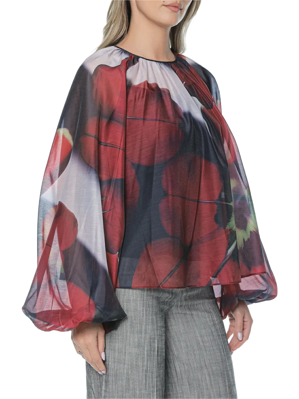 Ted Baker Elaia blouse met pofmouwen en bloemenprint Blauw