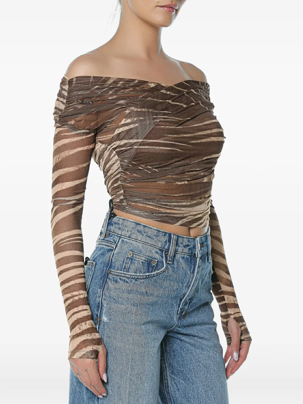 Just Cavalli ruffled zebra-print top Bruin