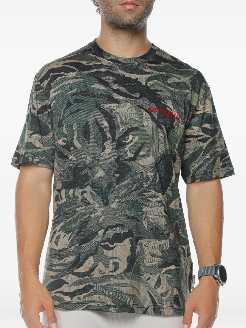 Just Cavalli tiger-camouflage t-shirt - Verde
