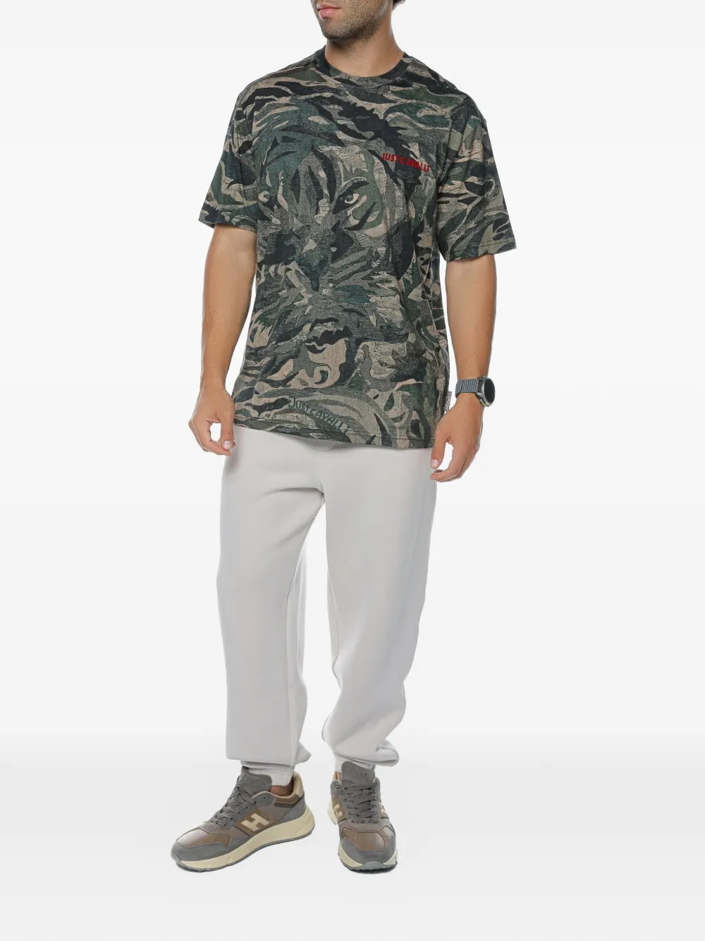 Just Cavalli T-shirt met camouflageprint Groen