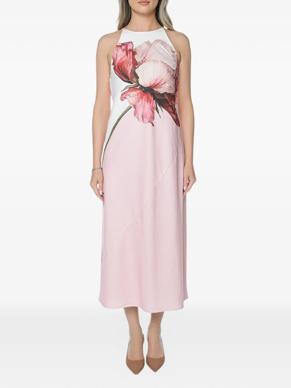 Ted Baker Lowela floral-print halter-neck dress - Rosa