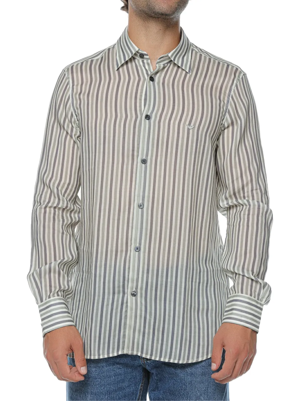 Emporio Armani striped long-sleeve shirt - Grau