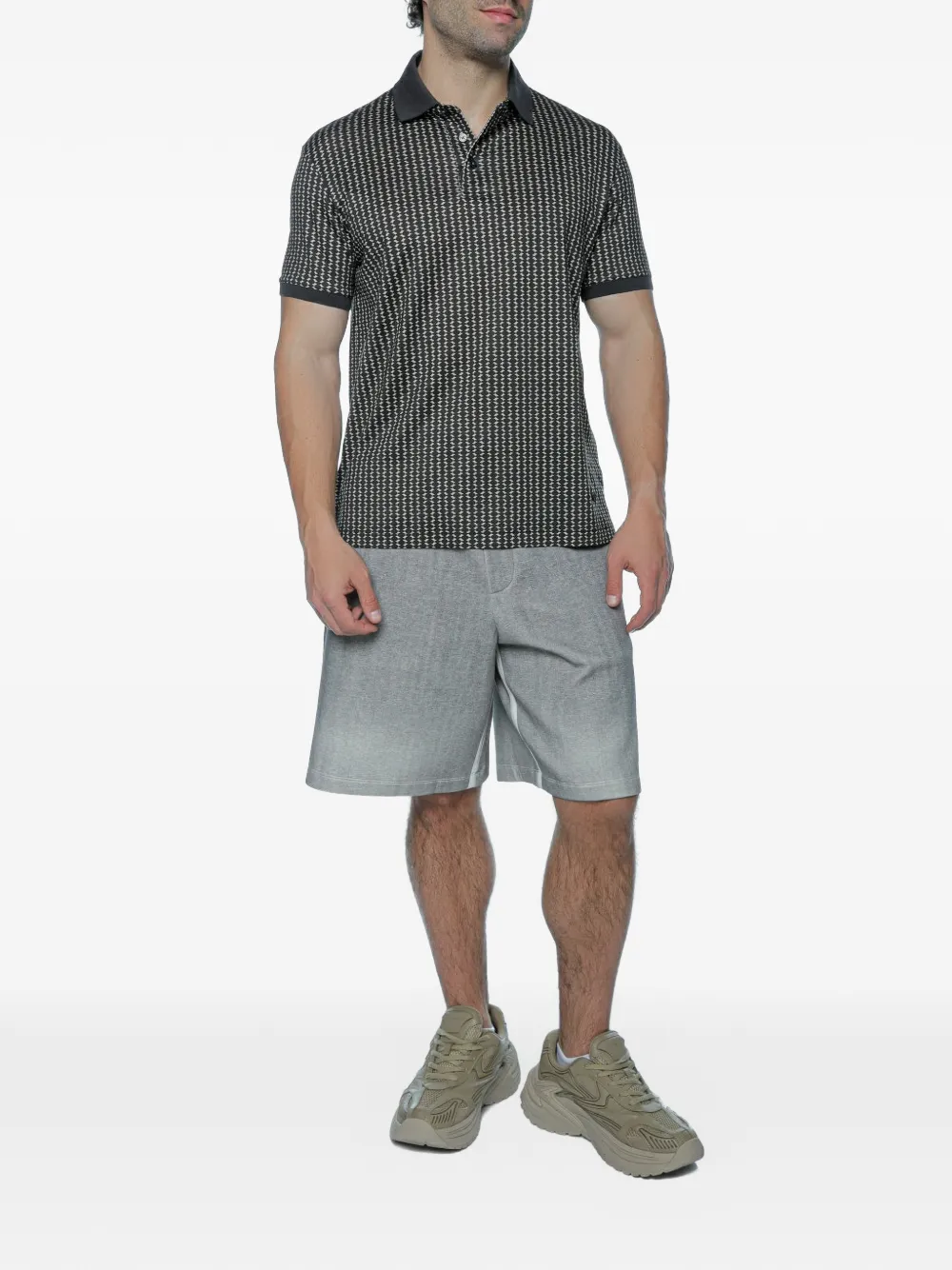 Emporio Armani Poloshirt met geometrische print Grijs