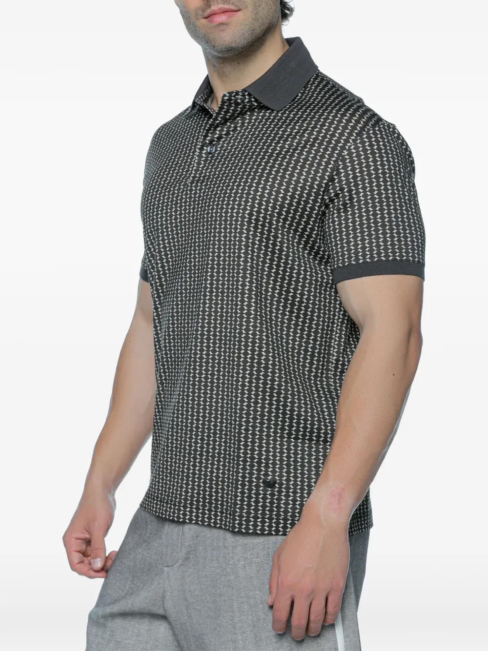 Emporio Armani Poloshirt met geometrische print Grijs
