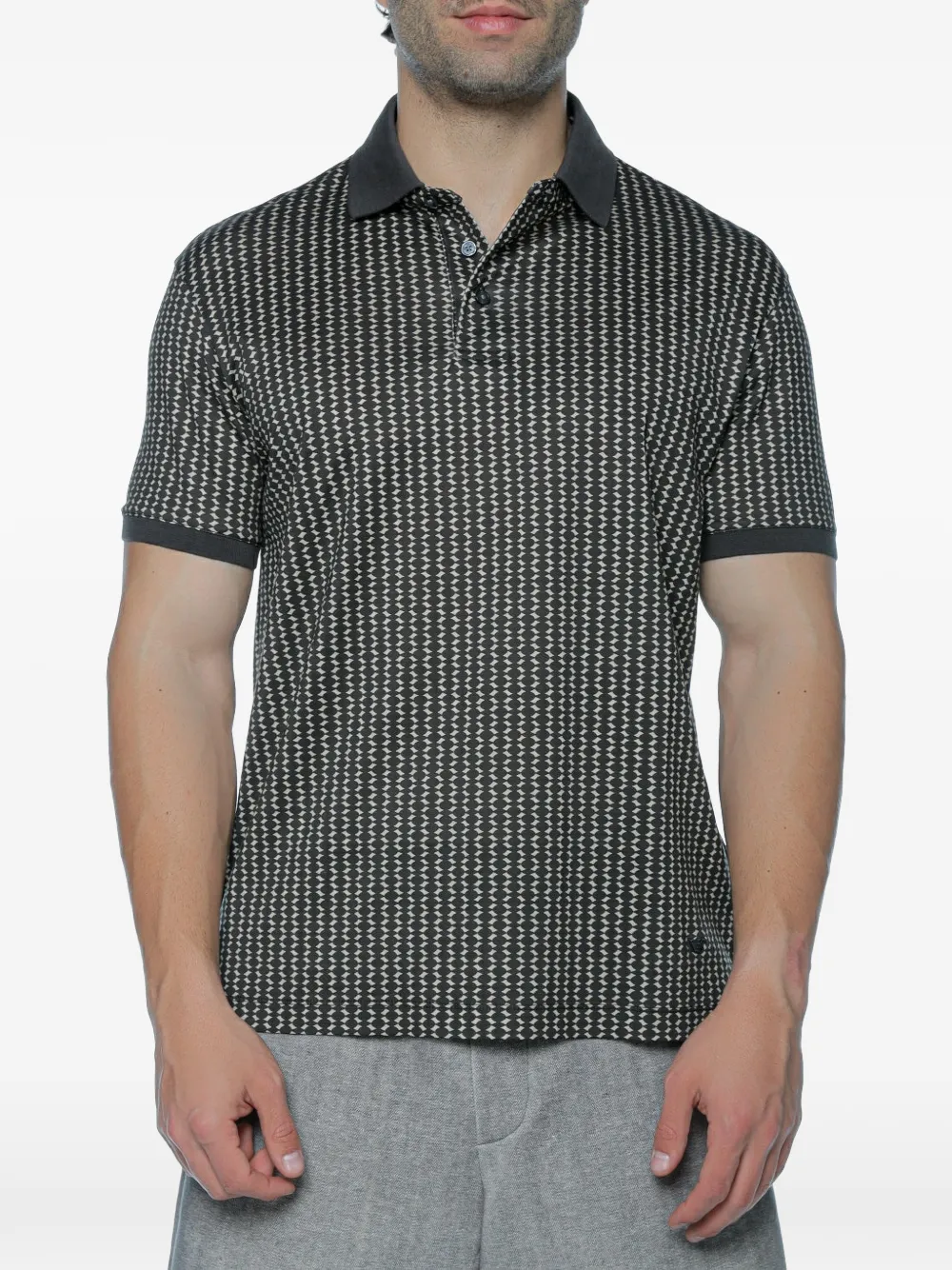 Emporio Armani geometric-print polo shirt - Grigio