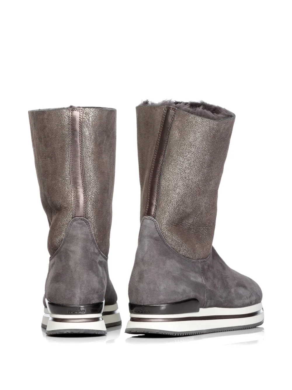 Hogan H222 shearling-lined leather boots Zwart