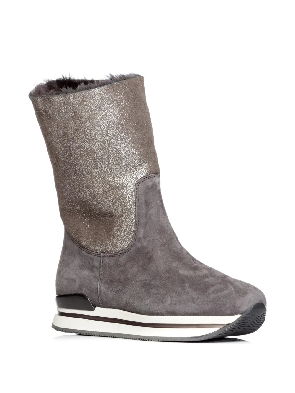 Hogan H222 shearling-lined leather boots Zwart
