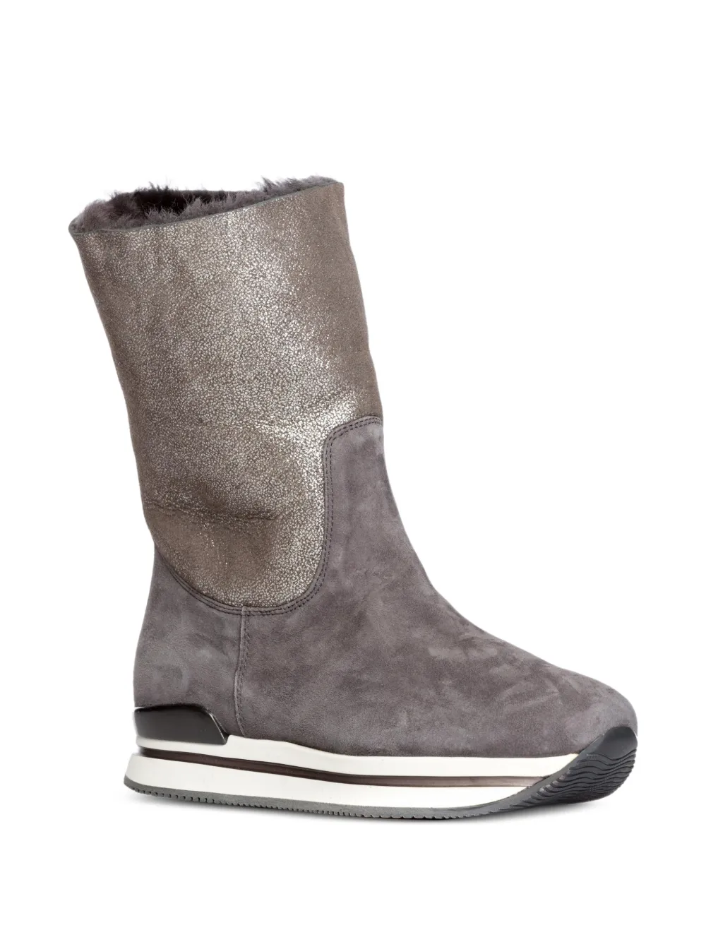 Hogan H222 shearling-lined leather boots Zwart
